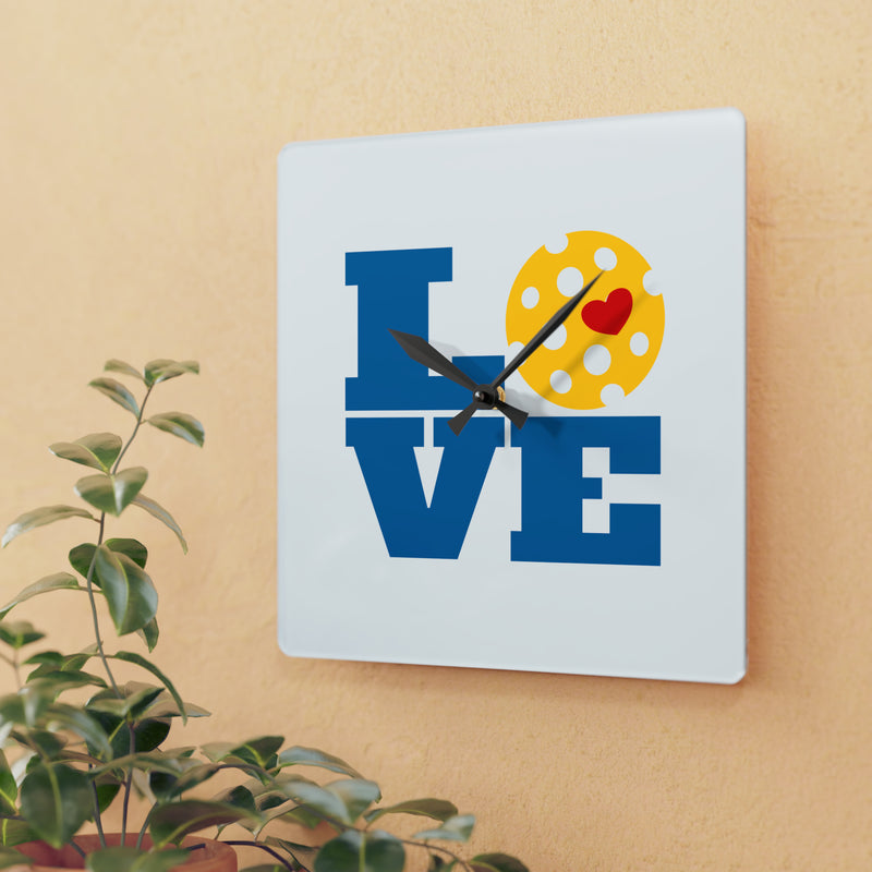 Pickleball Love Clock Acrylic Wall Clock