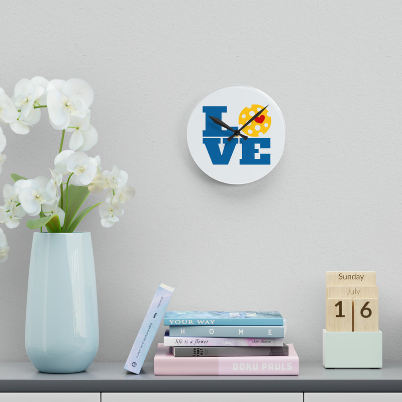 Pickleball Love Clock Acrylic Wall Clock