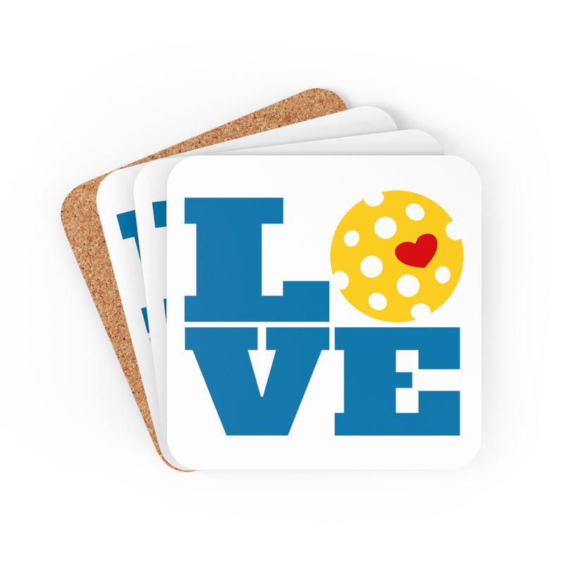 Pickleball Love Coasters Corkwood Coaster Set