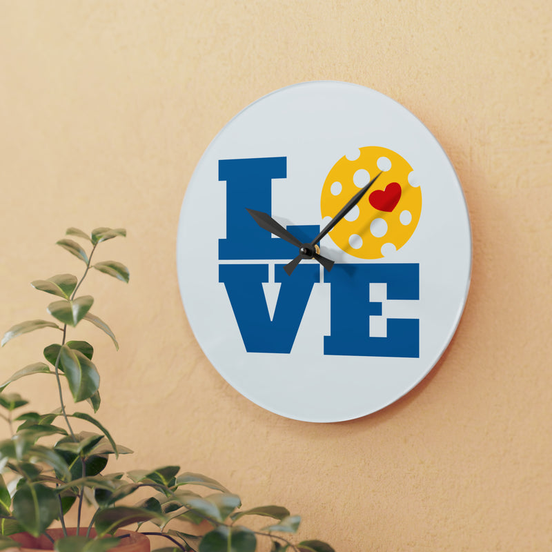 Pickleball Love Clock Acrylic Wall Clock