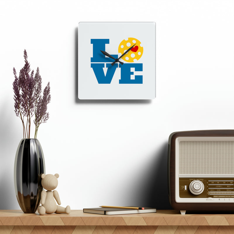 Pickleball Love Clock Acrylic Wall Clock