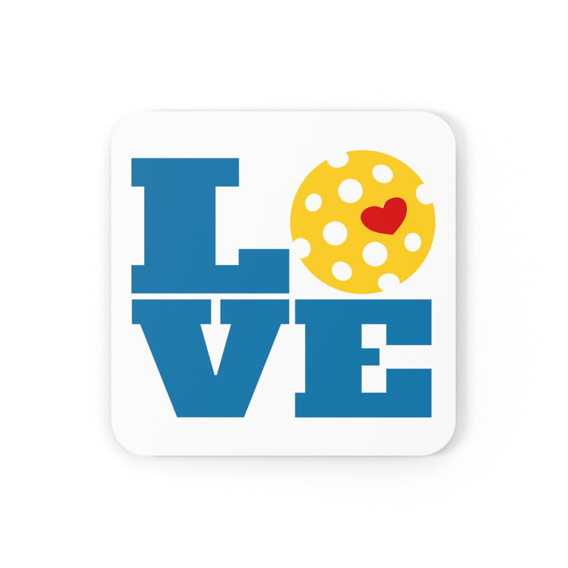 Pickleball Love Coasters Corkwood Coaster Set