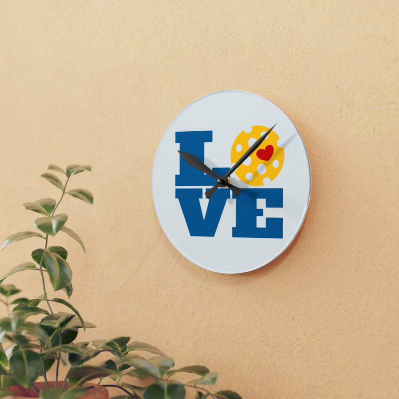 Pickleball Love Clock Acrylic Wall Clock