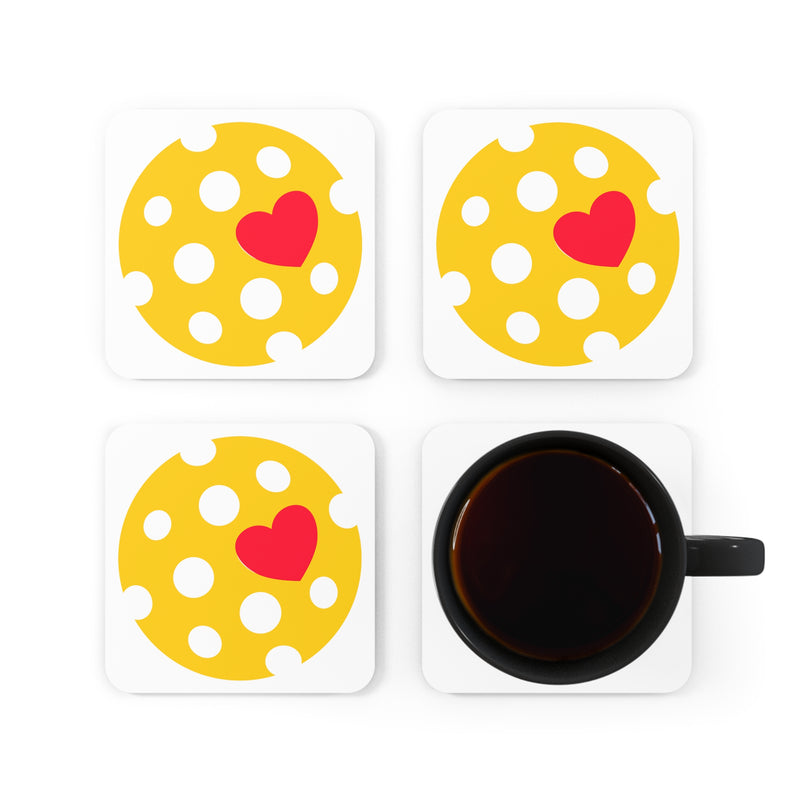 Pickleball Love Corkwood Coaster Set