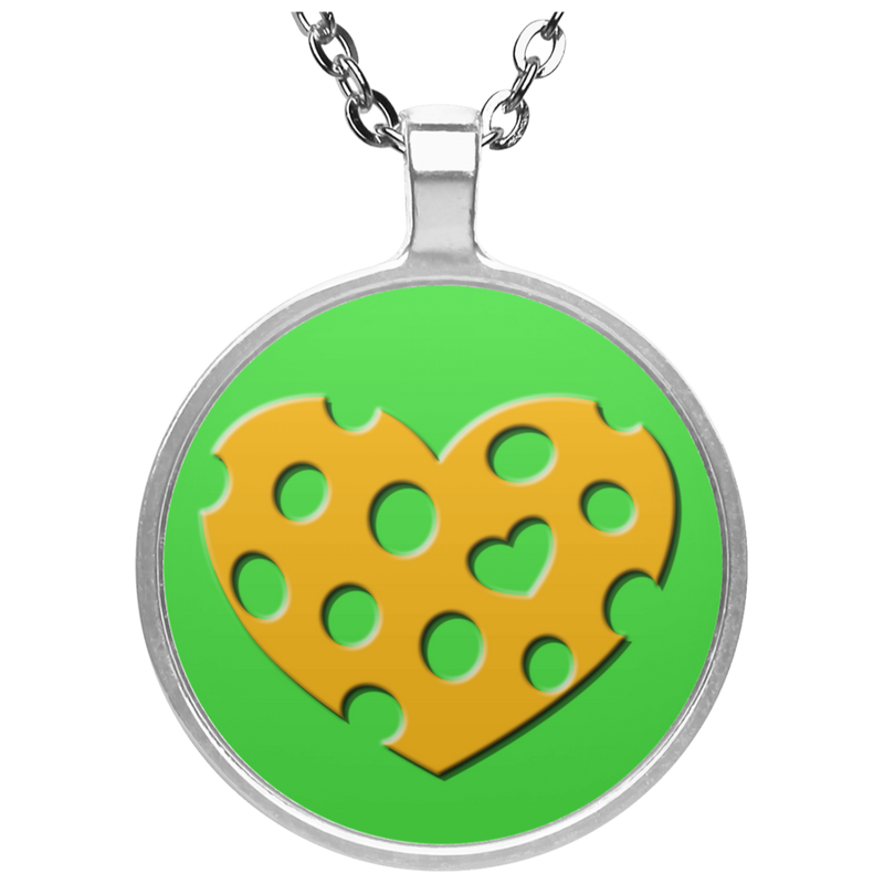 Pickleball Heart Pendant | Silver Plated Circle Necklace | 20" Chain