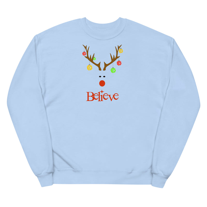 Believe Holiday Pickleball Sweatshirt | Unisex Fleece Sweatshirt