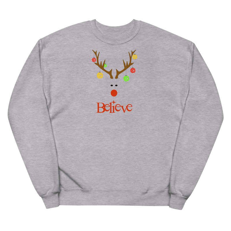 Believe Holiday Pickleball Sweatshirt | Unisex Fleece Sweatshirt