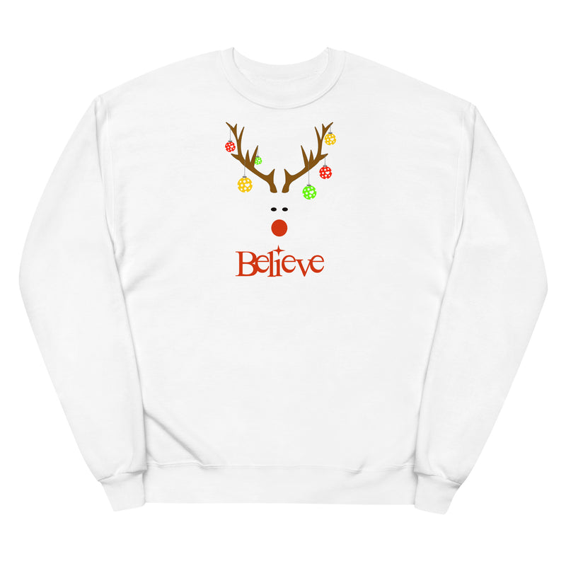 Believe Holiday Pickleball Sweatshirt | Unisex Fleece Sweatshirt