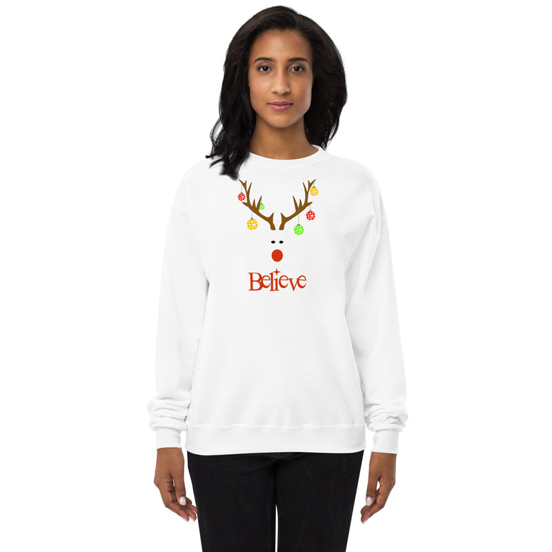 Believe Holiday Pickleball Sweatshirt | Unisex Fleece Sweatshirt